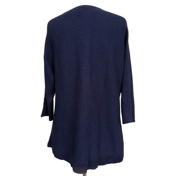 Chico's Navy Mini Rib Pullover Sweater Sz 3 L/XL Dolman Sleeve Classic Preppy - Picture 4 of 5